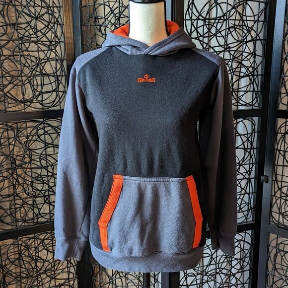 Spalding Youth Size Large (14-16) Hoodie Black Gray Orange - Picture 1 of 8